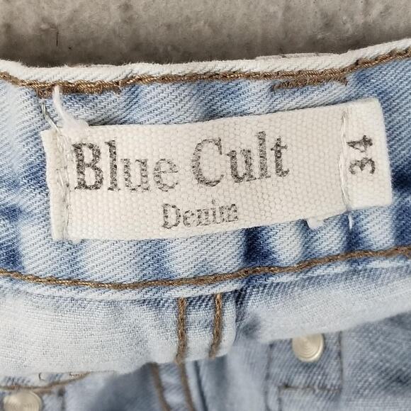 Blue Cult Jeans Mens 34 White Indigo Moto Distressed Biker Denim Zipper Pockets - Picture 15 of 16